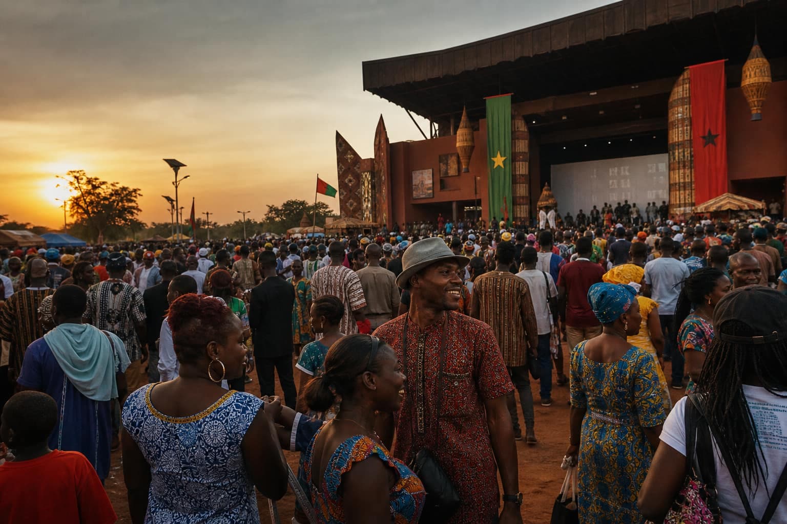 Foule lors d’un grand rendez-vous culturel à Ouagadougou — ambiance SIAO / FESPACO
